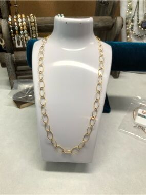 Gold Link Sterling Silver Chain Necklace - Elegant Women's Jewelry